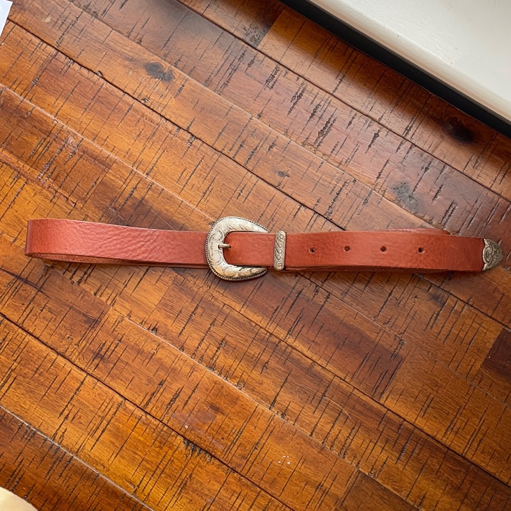 Made in Italy Brown Leather Western Belt